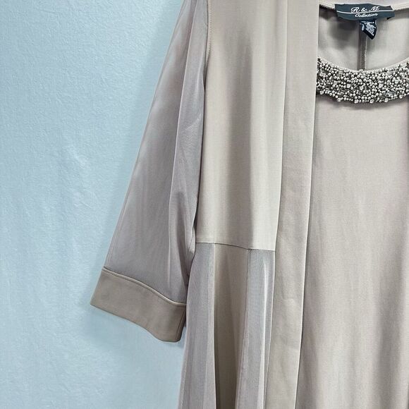 R&M Collection Women's Size 10 Formal Dress And Jacket Set Sequin Lace Tan Beige - Picture 4 of 16